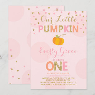 Pumpkin Birthday Einladung Pink Gold Pumpkin
