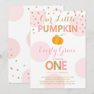 Pumpkin Birthday Einladung Pink Gold Pumpkin