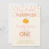Pumpkin Birthday Einladung Pink Gold Pumpkin (Vorderseite)