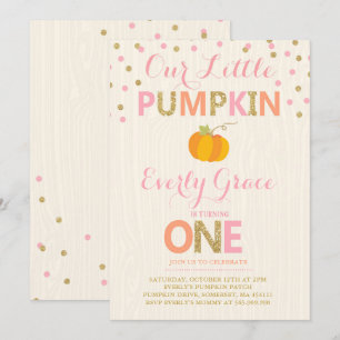 Pumpkin Birthday Einladung Pink Gold Pumpkin