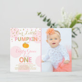 Pumpkin Birthday Einladung Pink Gold Pumpkin (Stehend Vorderseite)