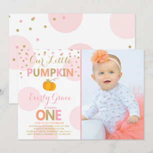 Pumpkin Birthday Einladung Pink Gold Pumpkin