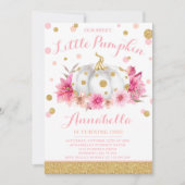 Pumpkin Birthday Einladung Pink Gold Pumpkin (Vorderseite)