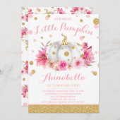 Pumpkin Birthday Einladung Pink Gold Pumpkin (Vorne/Hinten)