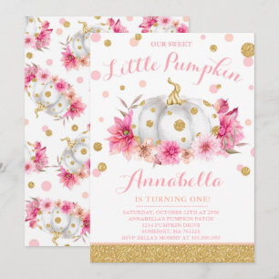 Pumpkin Birthday Einladung Pink Gold Pumpkin
