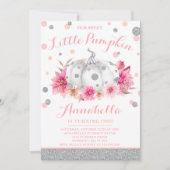 Pumpkin Birthday Einladung Pink Silver Pumpkin (Vorderseite)