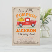 Pumpkin Birthday Einladung Pumpkin Truck Party (Stehend Vorderseite)