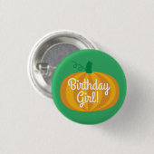 Pumpkin Birthday Girl Button Abzeichen Button (Vorne & Hinten)