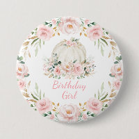 Pumpkin Birthday Girl Pink Blush Fall Floral Rose