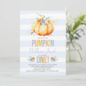 Pumpkin Birthday Invitation Boy Pumpkin Birthday Einladung (Stehend Vorderseite)