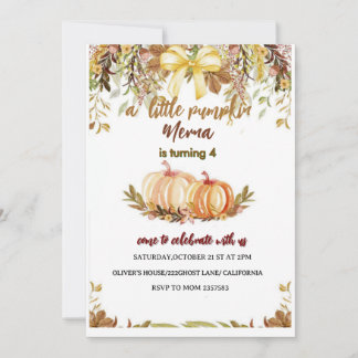 pumpkin  Birthday Invitation Editable Digital Down Einladung