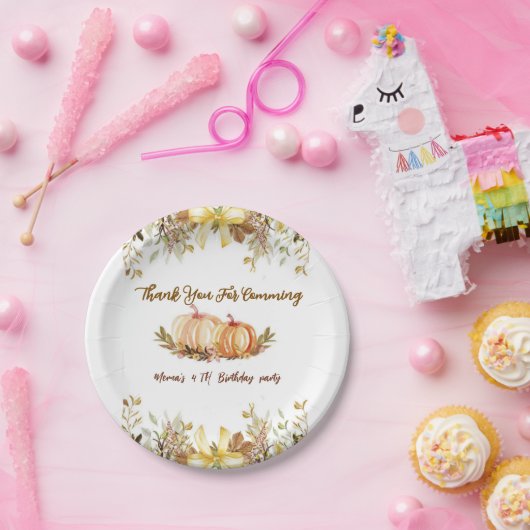 pumpkin  Birthday Invitation Editable Digital Down Pappteller (Party)