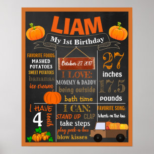 Pumpkin Birthday Party chalkboard sign Poster