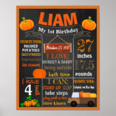 Pumpkin Birthday Party chalkboard-Zeichen Poster (Vorne)