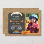 Pumpkin Birthday Party Harvest Foto Fall Einladung (Vorne/Hinten)