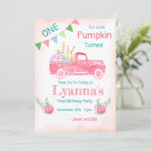 Pumpkin Birthday, Pumpkin Party, erster Geburtstag Dankeskarte (Stehend Vorderseite)