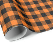 Pumpkin Black Buffalo Kariert Tartan Kariert Geschenkpapier (Rolleneckpunkt)