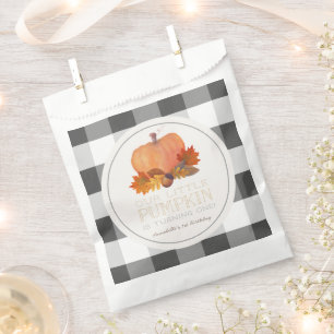 Pumpkin Black Buffalo Karo Birthday Favor Bag Geschenktütchen