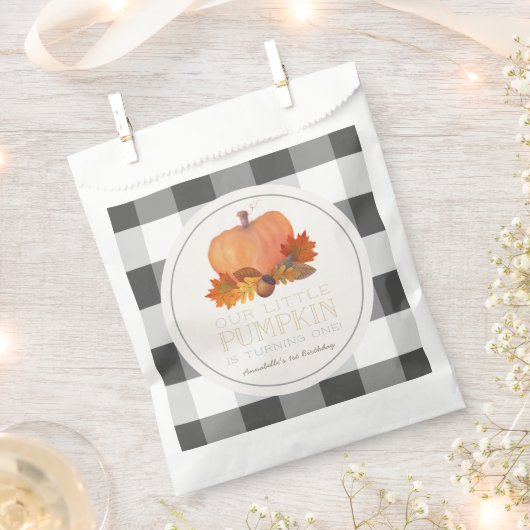Pumpkin Black Buffalo Karo Birthday Favor Bag Geschenktütchen (Ausgeschnitten)