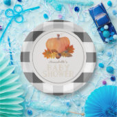 Pumpkin Black Buffalo Karos Babydusche Pappteller (Party)