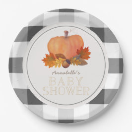 Pumpkin Black Buffalo Karos Babydusche Pappteller
