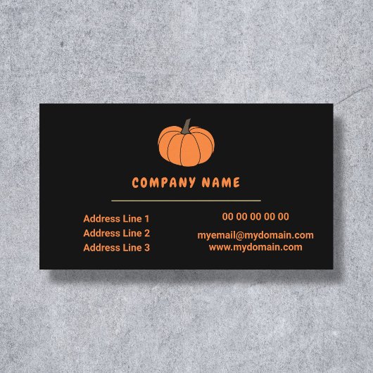 Pumpkin Black Business Card Visitenkarte