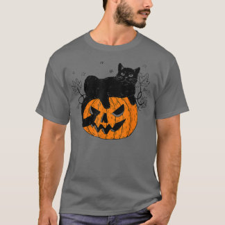 Pumpkin Black Cat Halloween Kostüm Beängstigend He T-Shirt