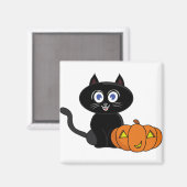 Pumpkin Black Cat Halloween Magnet (Vorderseite/Rückseite)