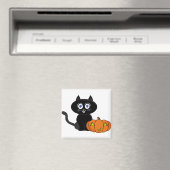 Pumpkin Black Cat Halloween Magnet (In Situ (Geschirrspüler))