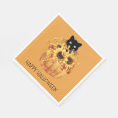 Pumpkin Black Cat Halloween Napkins Serviette (Ecke)
