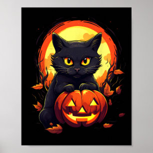 Pumpkin Black Cat Halloween Vintages Kostüm für We Poster