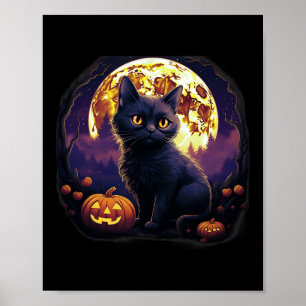 Pumpkin Black Cat Halloween Vintages Kostüm für We Poster