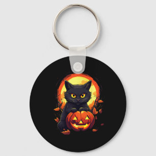 Pumpkin Black Cat Halloween Vintages Kostüm für We Schlüsselanhänger