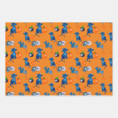 Pumpkin Black Cat Hexenbrauen Design Halloween Geschenkpapier Set (Vorderseite 2)