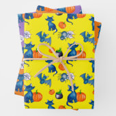 Pumpkin Black Cat Hexenbrauen Design Halloween Geschenkpapier Set (Beispiel)