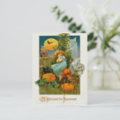 Pumpkin Black Cat Witch Clown Owl Frog Bat Postkarte (Stehend Vorderseite)