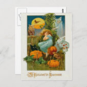 Pumpkin Black Cat Witch Clown Owl Frog Bat Postkarte (Vorne/Hinten)