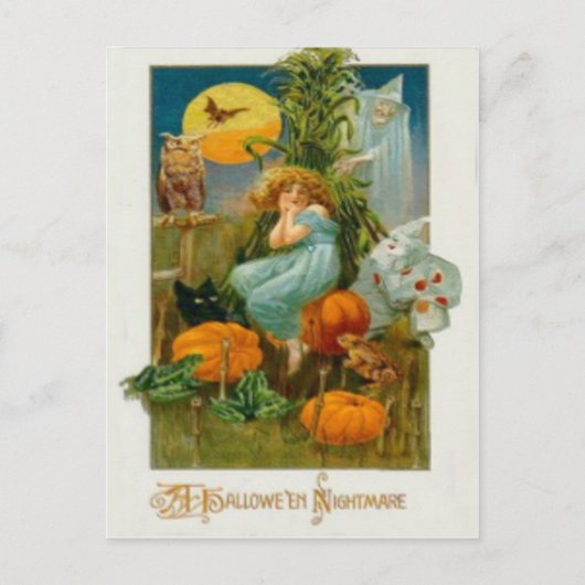 Pumpkin Black Cat Witch Clown Owl Frog Bat Postkarte (Vorderseite)