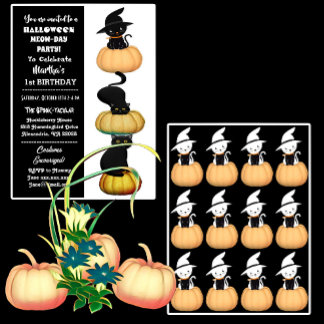 Pumpkin Black Cats Spooktacular Halloween Geburtst Einladung