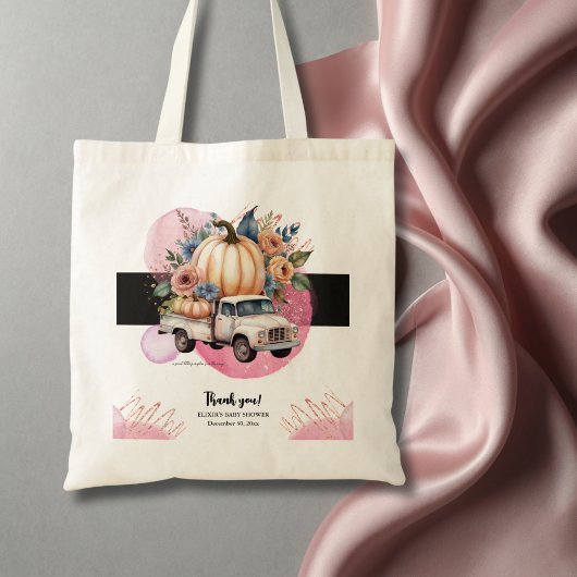Pumpkin Black Pink Floral Truck Baby Dusche Tragetasche