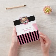 Pumpkin Black Pink Floral Truck Baby Duschgame
