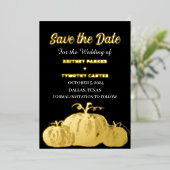 Pumpkin Black Rustic Foto QR Code Hochzeit Folieneinladung (Stehend vorne)