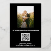 Pumpkin Black Rustic Foto QR Code Hochzeit Folieneinladung (Rückseite)