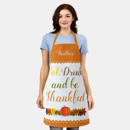 Pumpkin Blätter Anordnung typografischer Erntedank Schürze