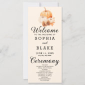 Pumpkin & Blätter Fall Almond Wedding Program (Vorderseite)