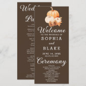 Pumpkin & Blätter Fall Cedar Brown Hochzeitsprogra (Vorne/Hinten)