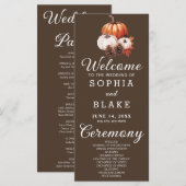 Pumpkin & Blätter Fall Cedar Brown Hochzeitsprogra (Vorne/Hinten)