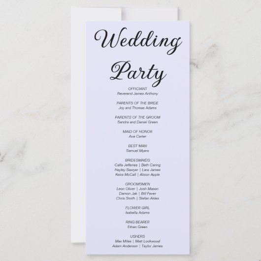 Pumpkin & Blätter Fall Lavender Wedding Programm (Rückseite)