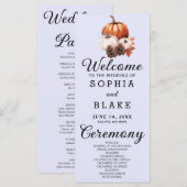 Pumpkin & Blätter Fall Lavender Wedding Programm (Vorne/Hinten)