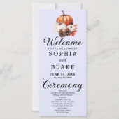 Pumpkin & Blätter Fall Lavender Wedding Programm (Vorderseite)